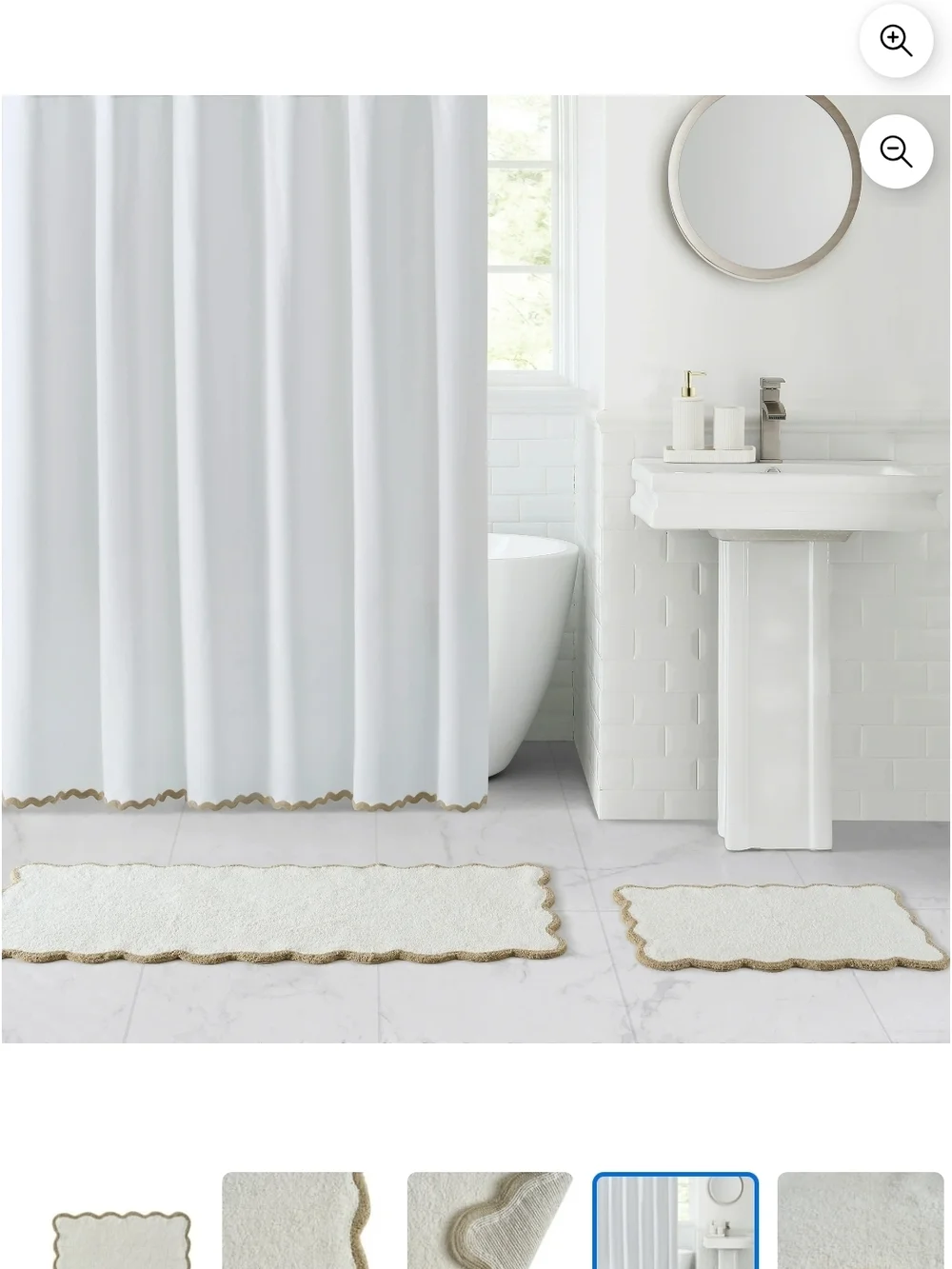 My Texas House Whitney Ivory Scallop Cotton Bath Rug, 20